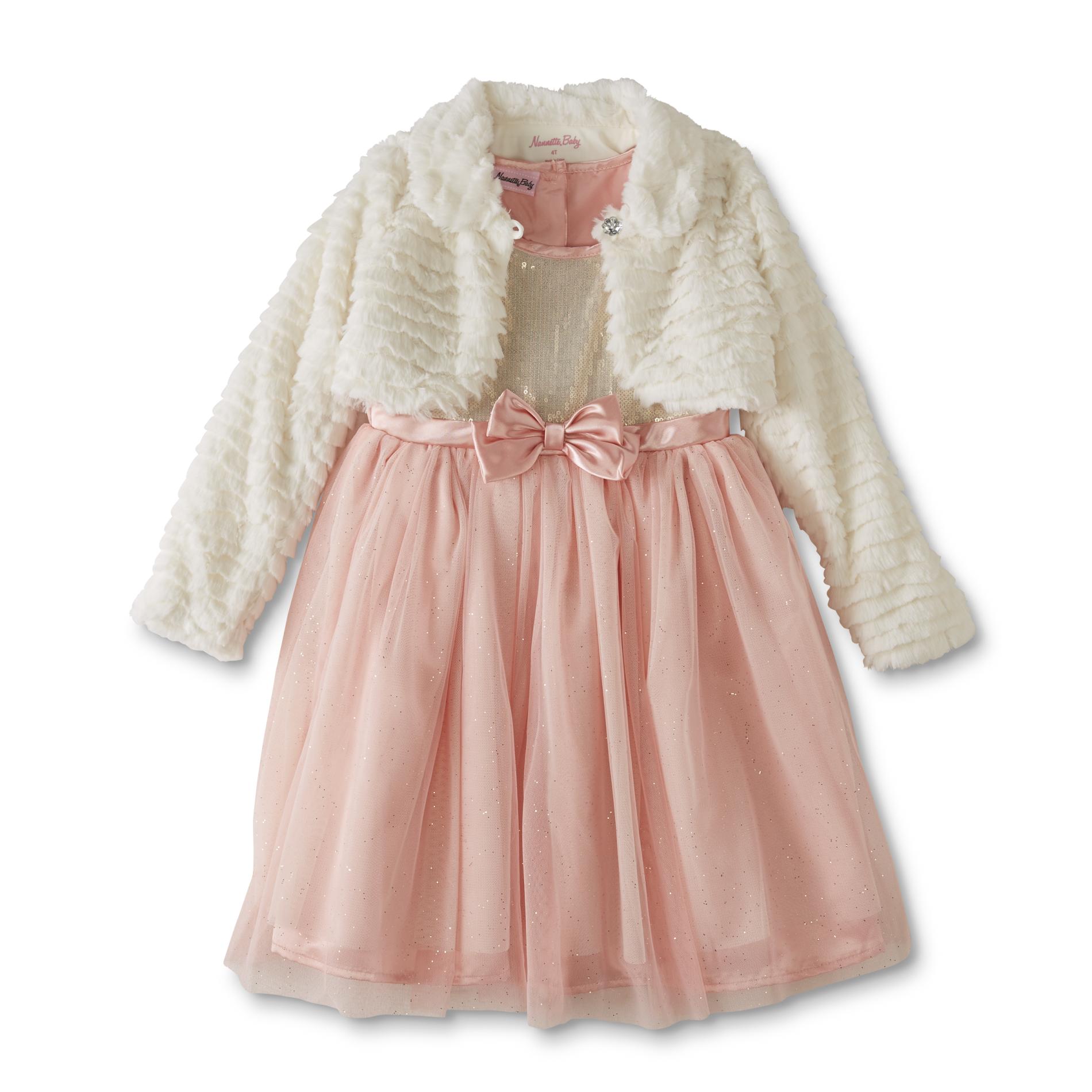 Nanette Infant & Toddler Girls' Occasion Dress & Faux Fur Jacket