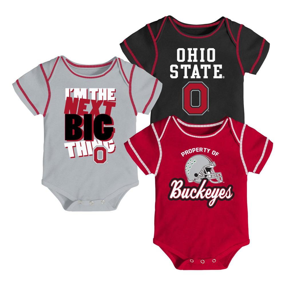 Newborn & Infant Boy's 3-Pack Bodysuits - Ohio State Buckeyes