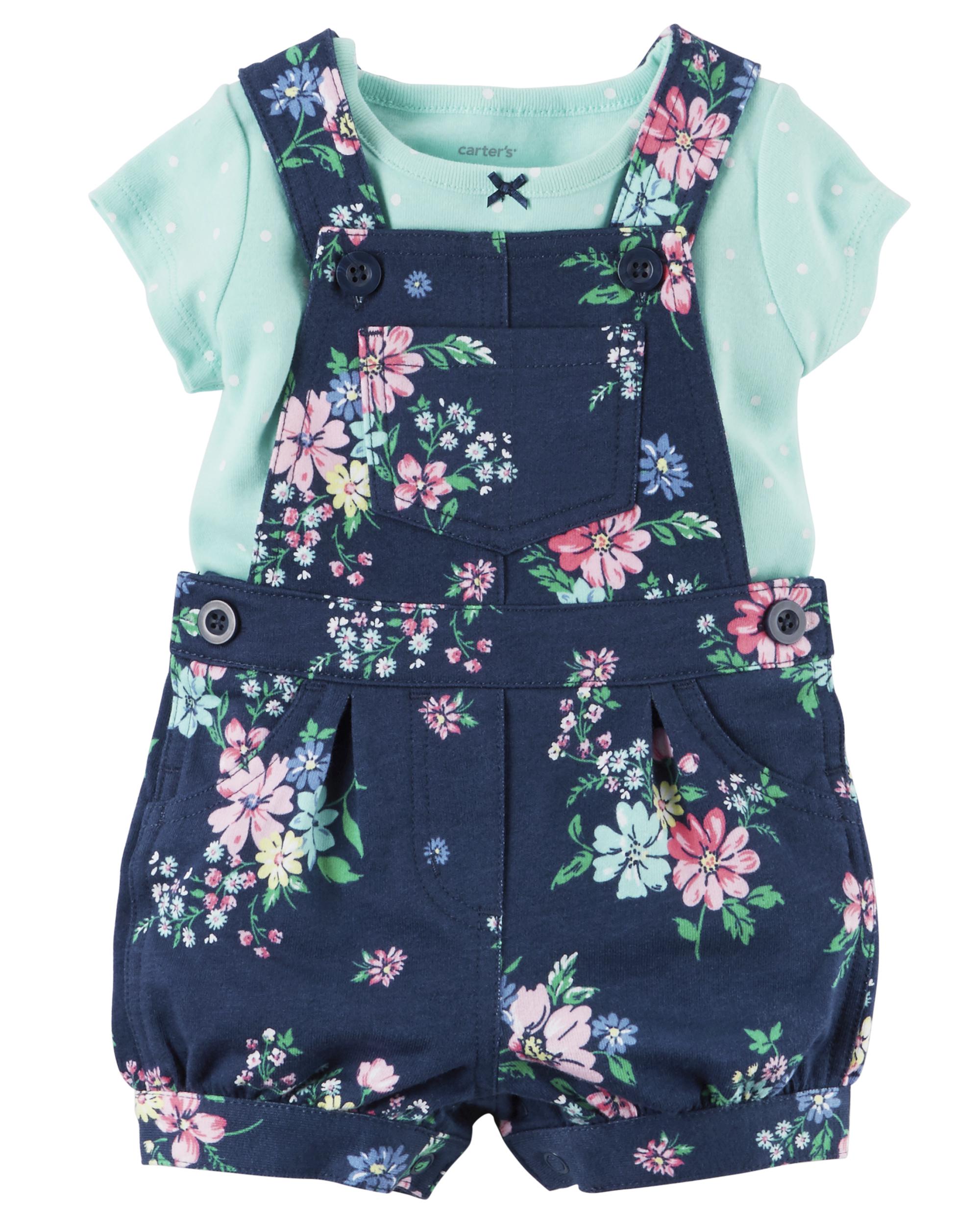 Carter's Newborn & Infant Girls' Shirt & Shortalls Floral