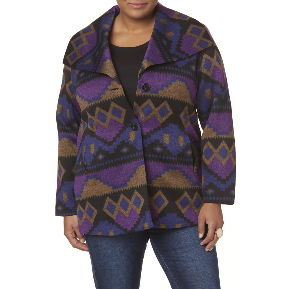Simply Styled Women's Plus Knit Jacket - Tribal