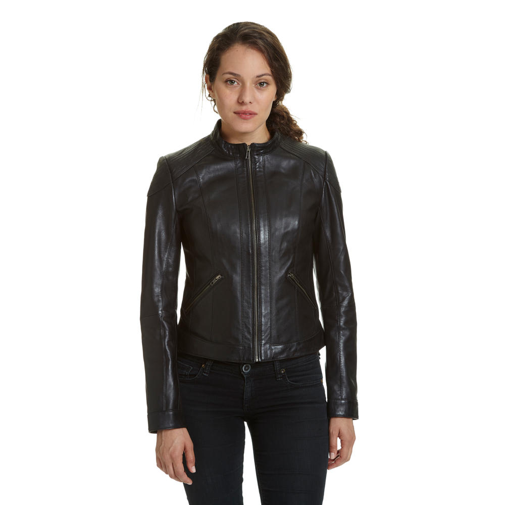Excelled Women's Lambskin Leather Moto Jacket