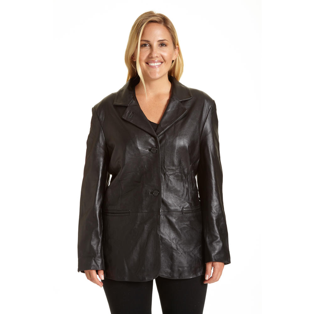 Excelled Women's Plus Size Lambskin Leather Blazer