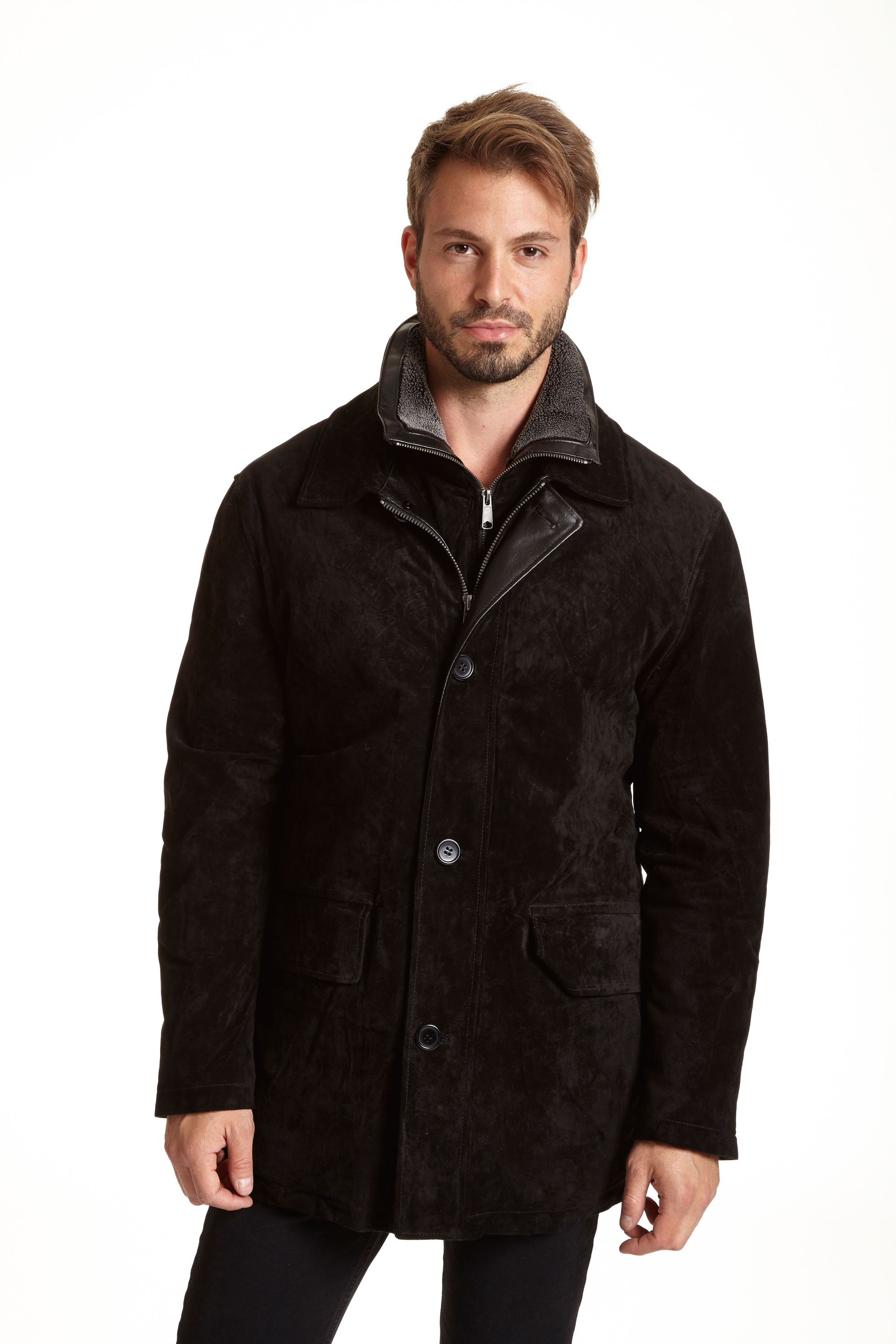 Excelled Men's Big and Tall Suede Car Coat