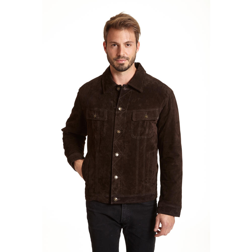 Excelled  Men's Big and Tall Suede Button Front Jacket