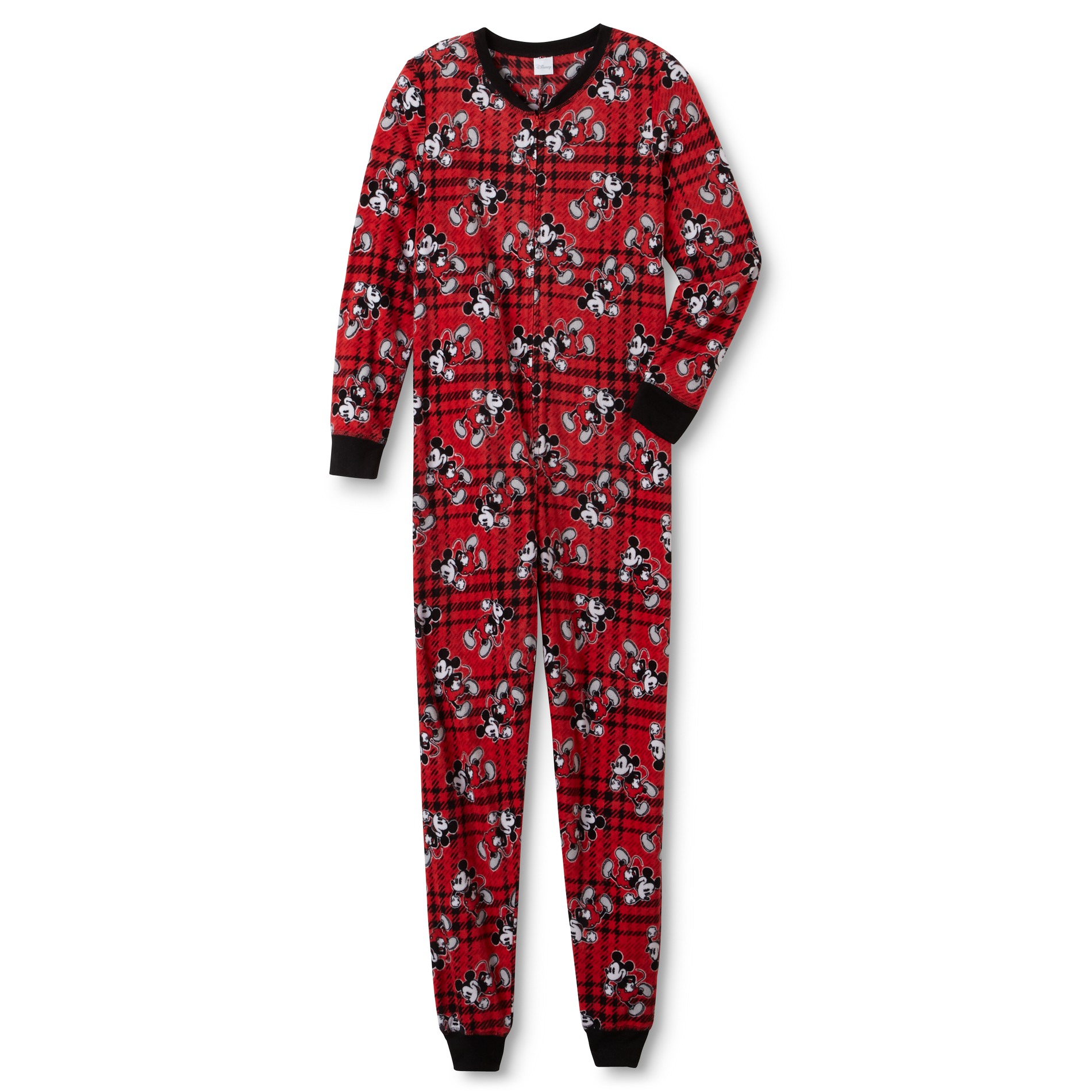 Disney Mickey Mouse Women's One-Piece Fleece Pajamas - Plaid