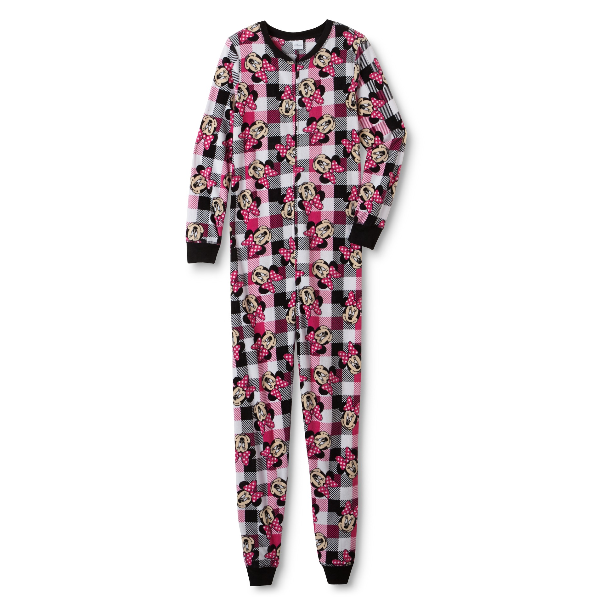 Disney Minnie Mouse Juniors' One-Piece Fleece Pajamas - Plaid