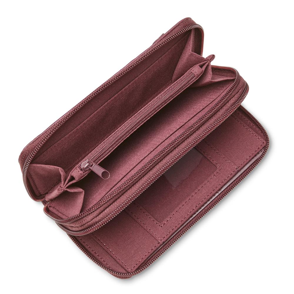 Jaclyn Smith Women's Double Zipper Checkbook Wallet