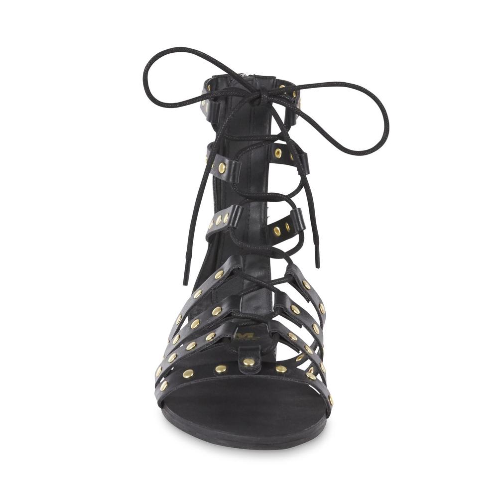 SM New York Women's Gella Embellished Black Gladiator Sandal