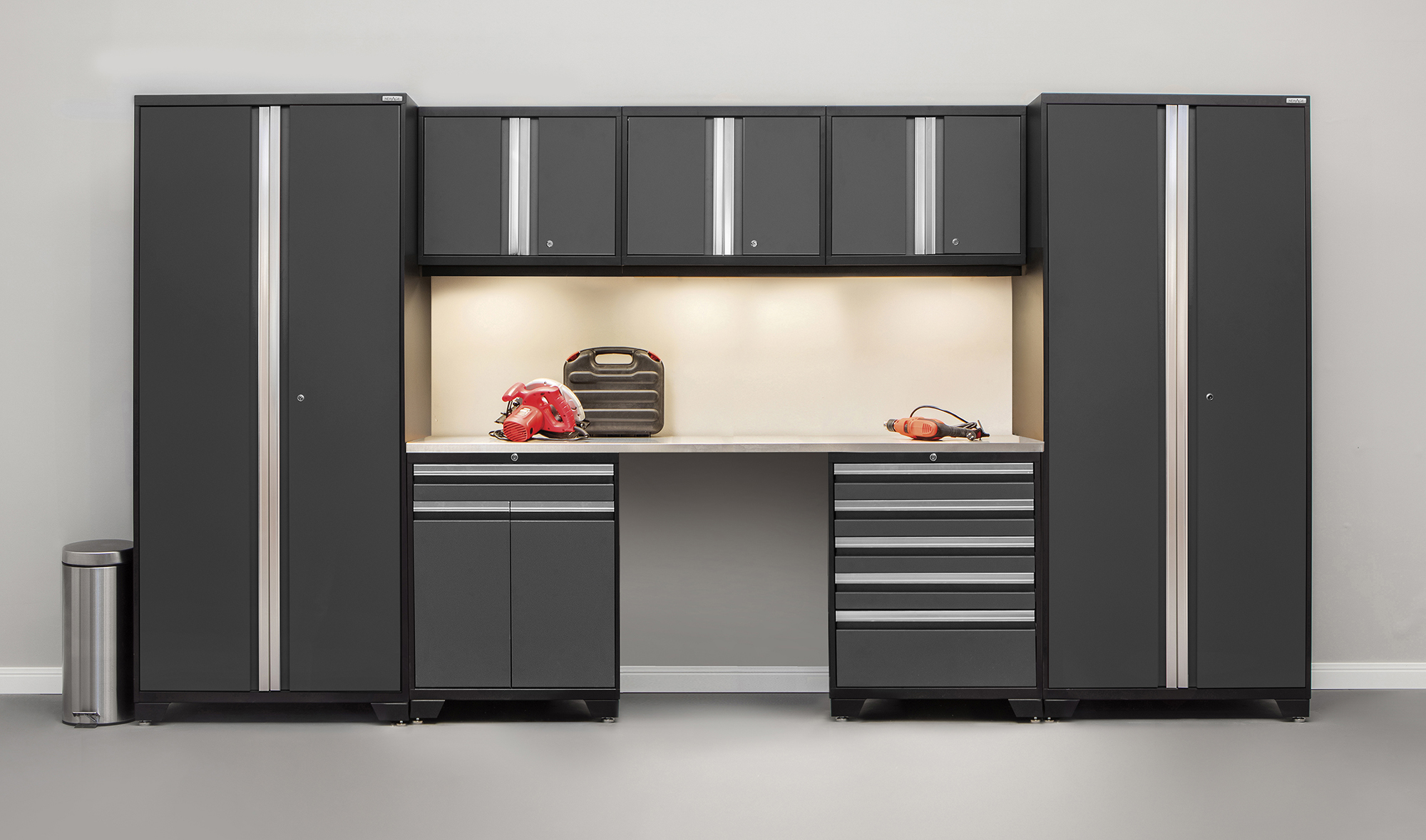 NewAge Products Pro 3.0 Series 8- Piece Garage Storage Cabinet Set with Stainless steel Worktop
