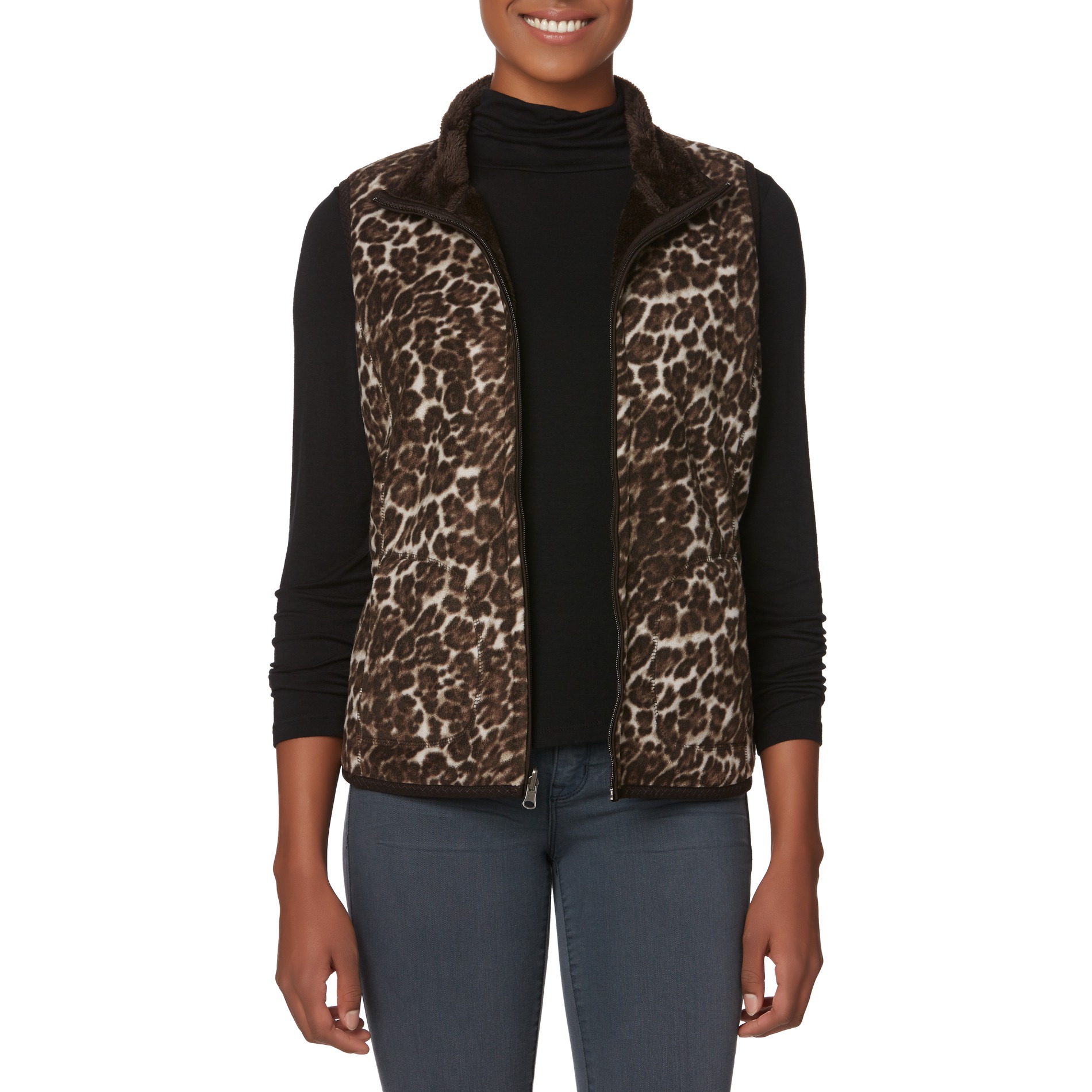 Laura Scott Women's Reversible Vest - Leopard Pattern