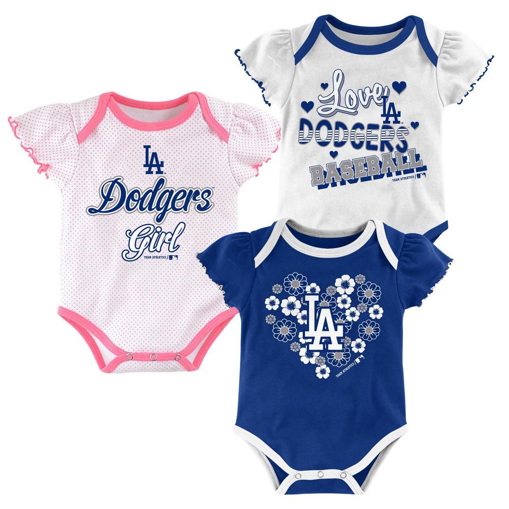 MLB Newborn & Infant Girls'3-Pack Bodysuits - Los Angeles Dodgers