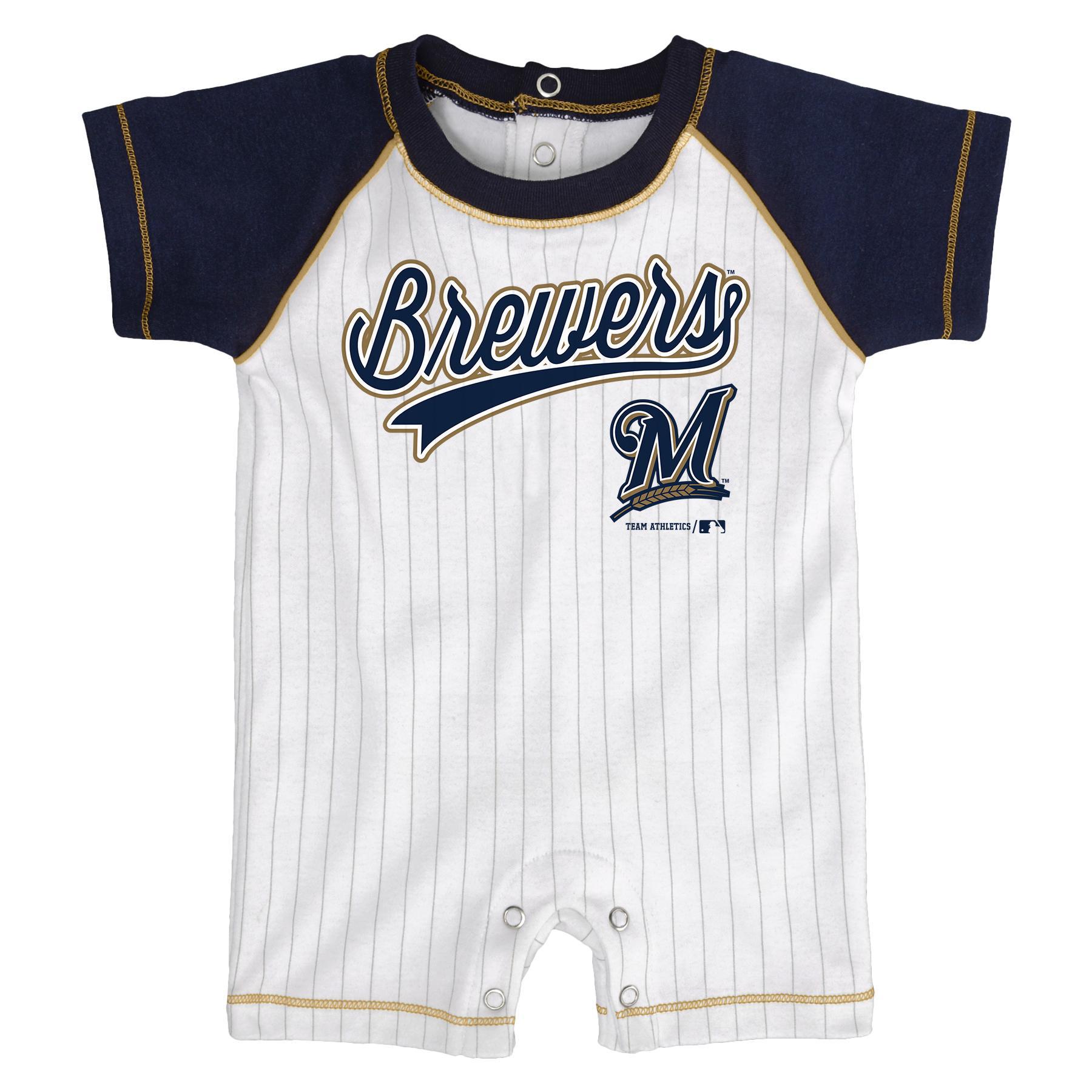 MLB Newborn & Infant Boys' Romper - Milwaukee Brewers, Size: 0-3 Months MLB Newborn & Infant Boys' Romper - Milwaukee Brewers, Size: 0-3 Months