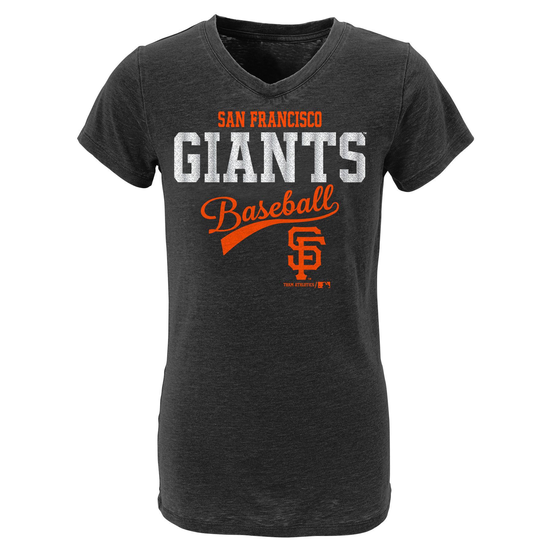 MLB Girls' V-Neck Graphic T-Shirt - San Francisco Giants