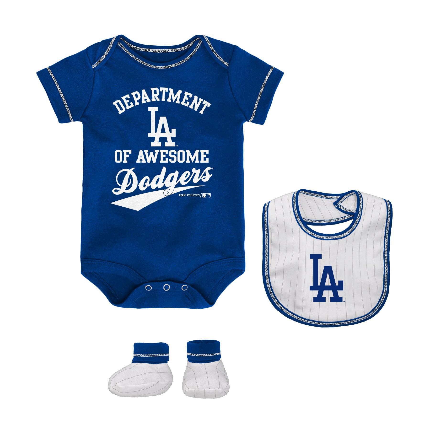 MLB Newborn & Infant Boys' Bodysuit, Bib & Booties - Los Angeles Dodgers