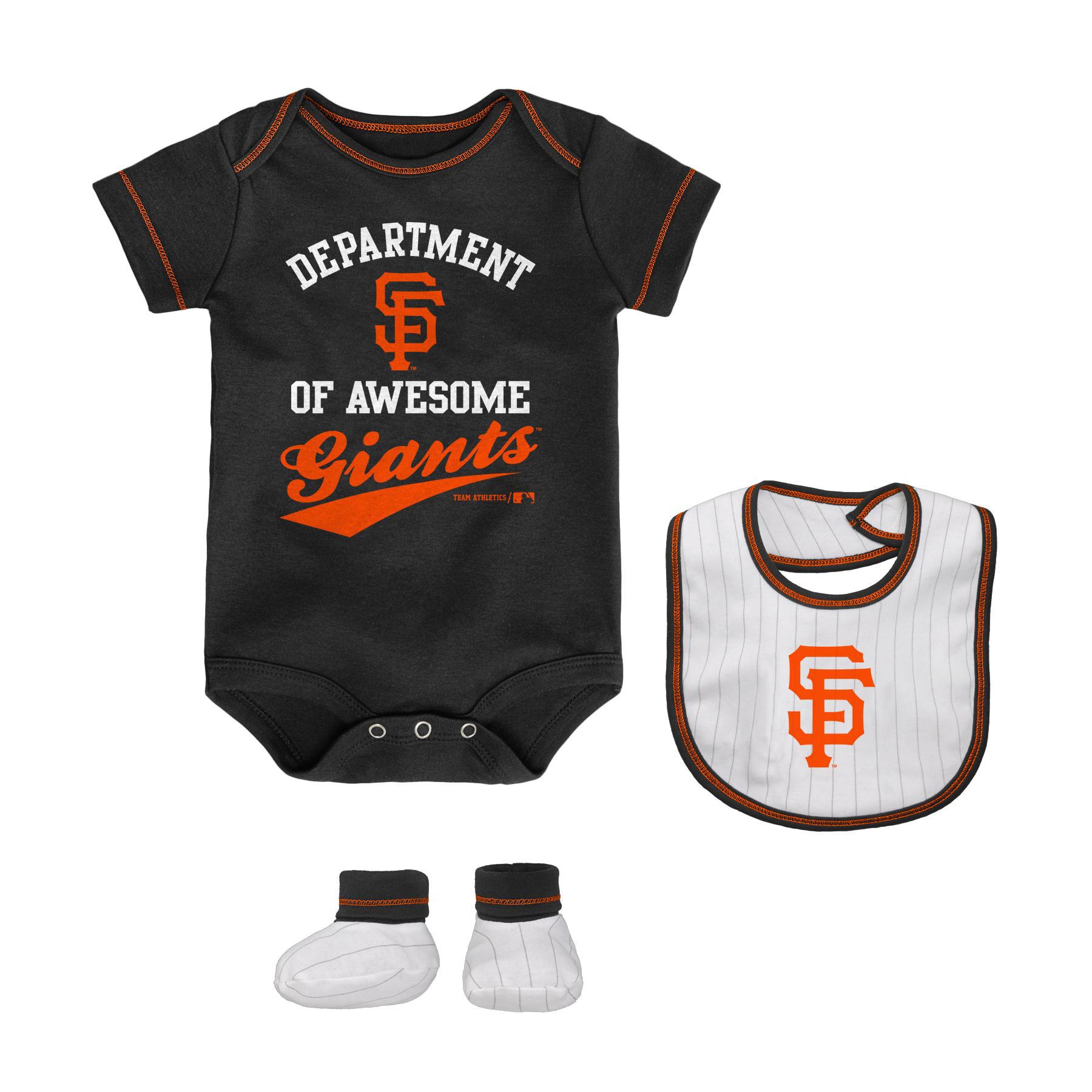 MLB Newborn & Infant Boys' Bodysuit, Bib & Booties - San Francisco Giants