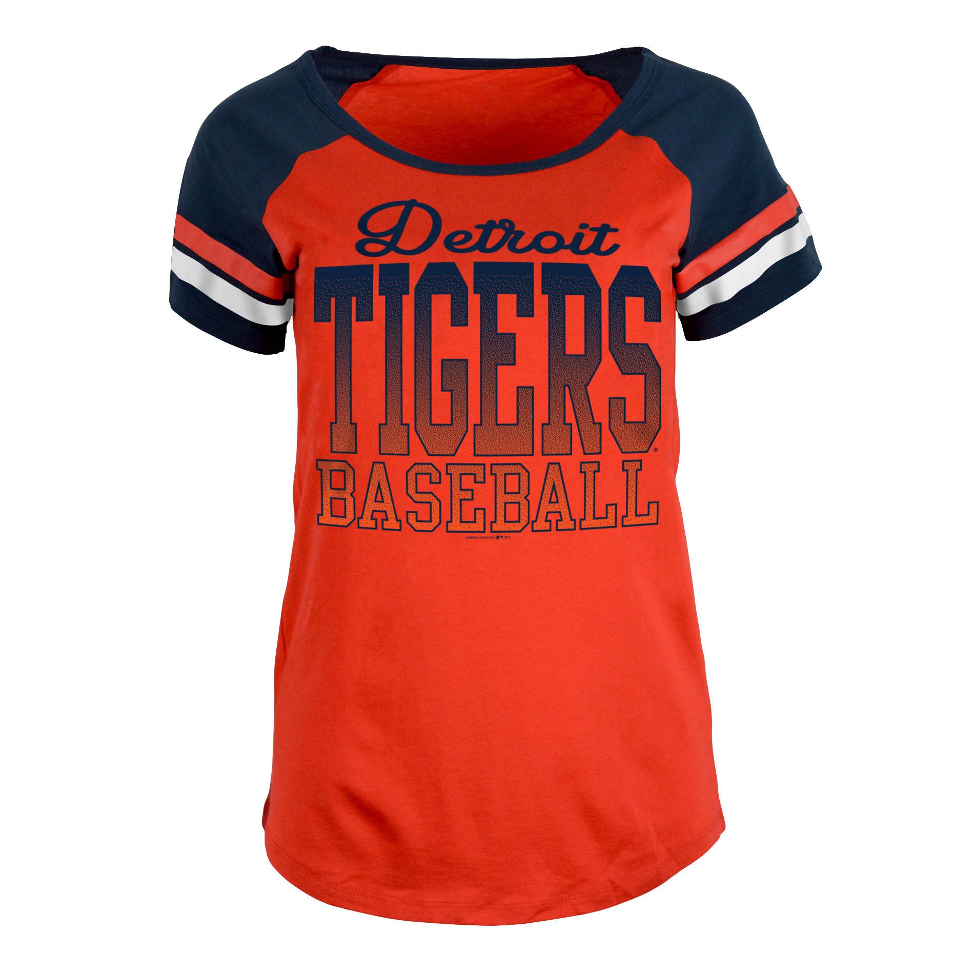 MLB Women's Scoop Neck T- Shirt - Detroit Tigers