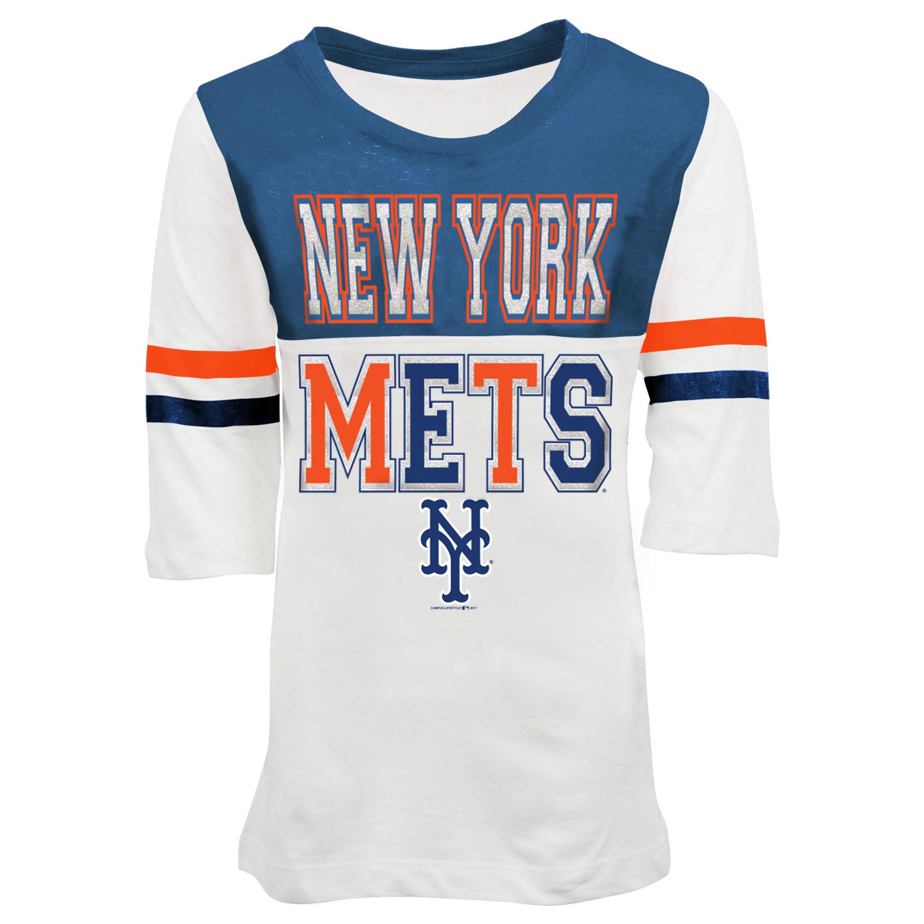 MLB Girls' Slub Knit T-Shirt - New York Mets