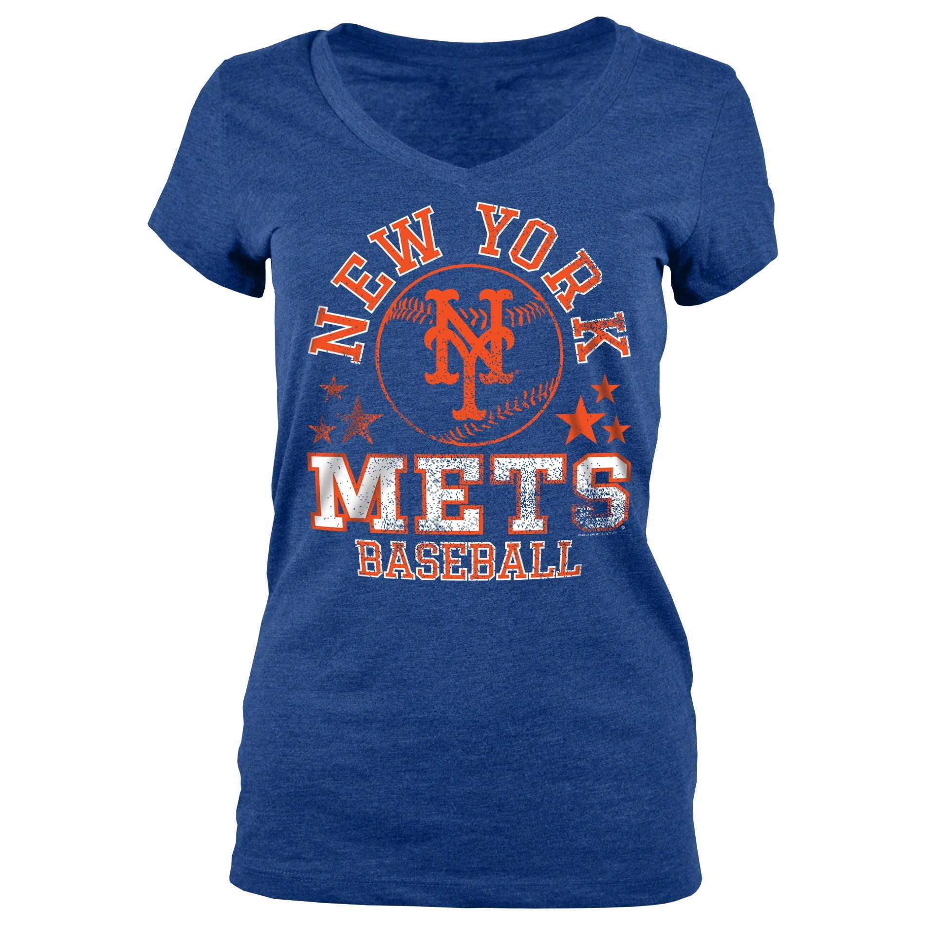 MLB Women's V-Neck T-Shirt - New York Mets