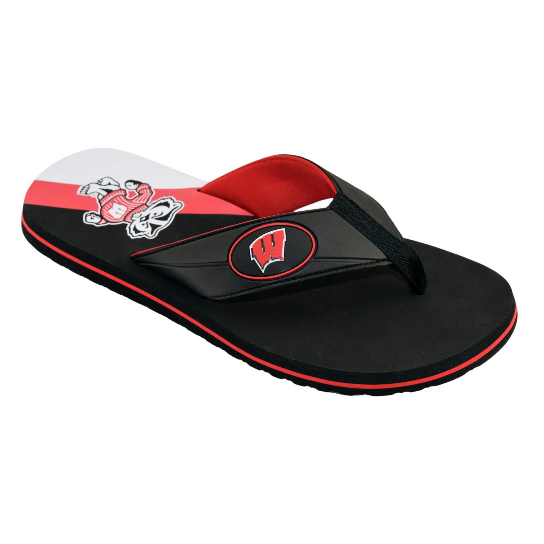 NCAA Men's Flip-Flop Sandal - Wisconsin Badgers, Size: Large NCAA Men's Flip-Flop Sandal - Wisconsin Badgers, Size: Large
