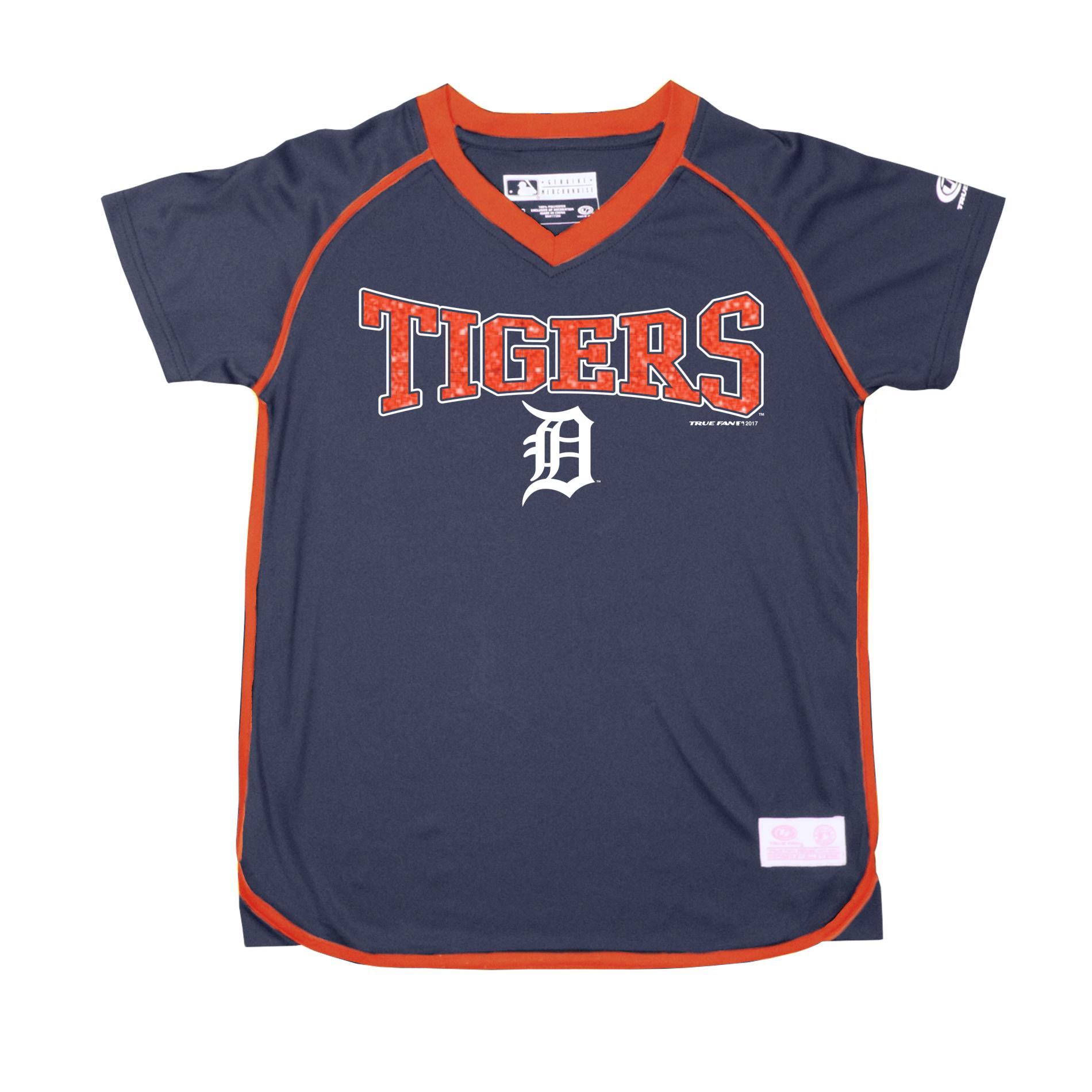MLB Girls' V-Neck Athletic Shirt - Detroit Tigers