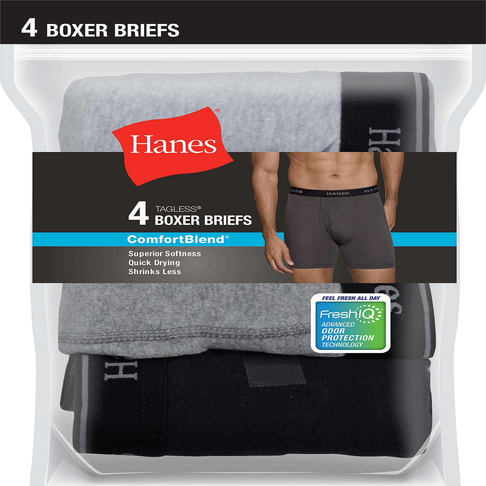 Hanes Men's ComfortBlend Boxer Briefs - 4-Pack