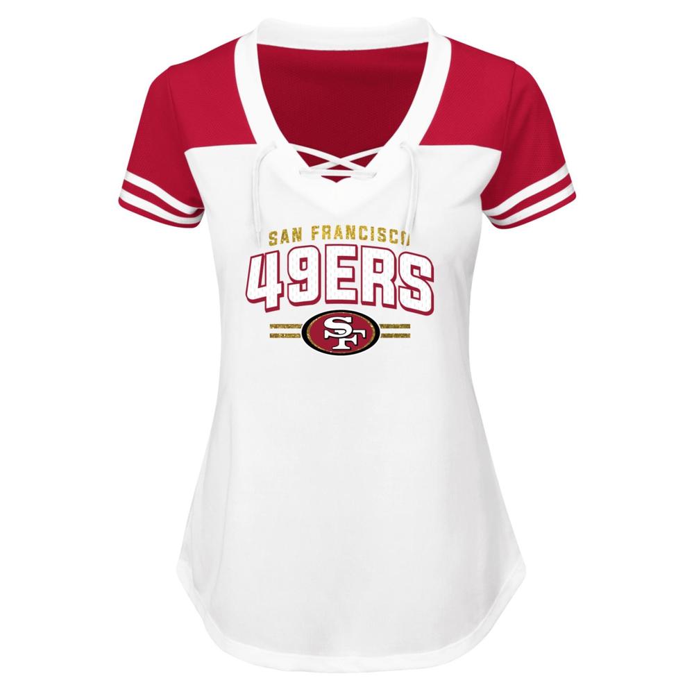 NFL Women's Lace-Up V-Neck Shirt - San Francisco 49ers