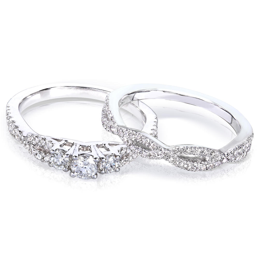 Kobelli 1/2 Carat (ct.tw) Round Diamond Braided Bridal Set in 14k White Gold