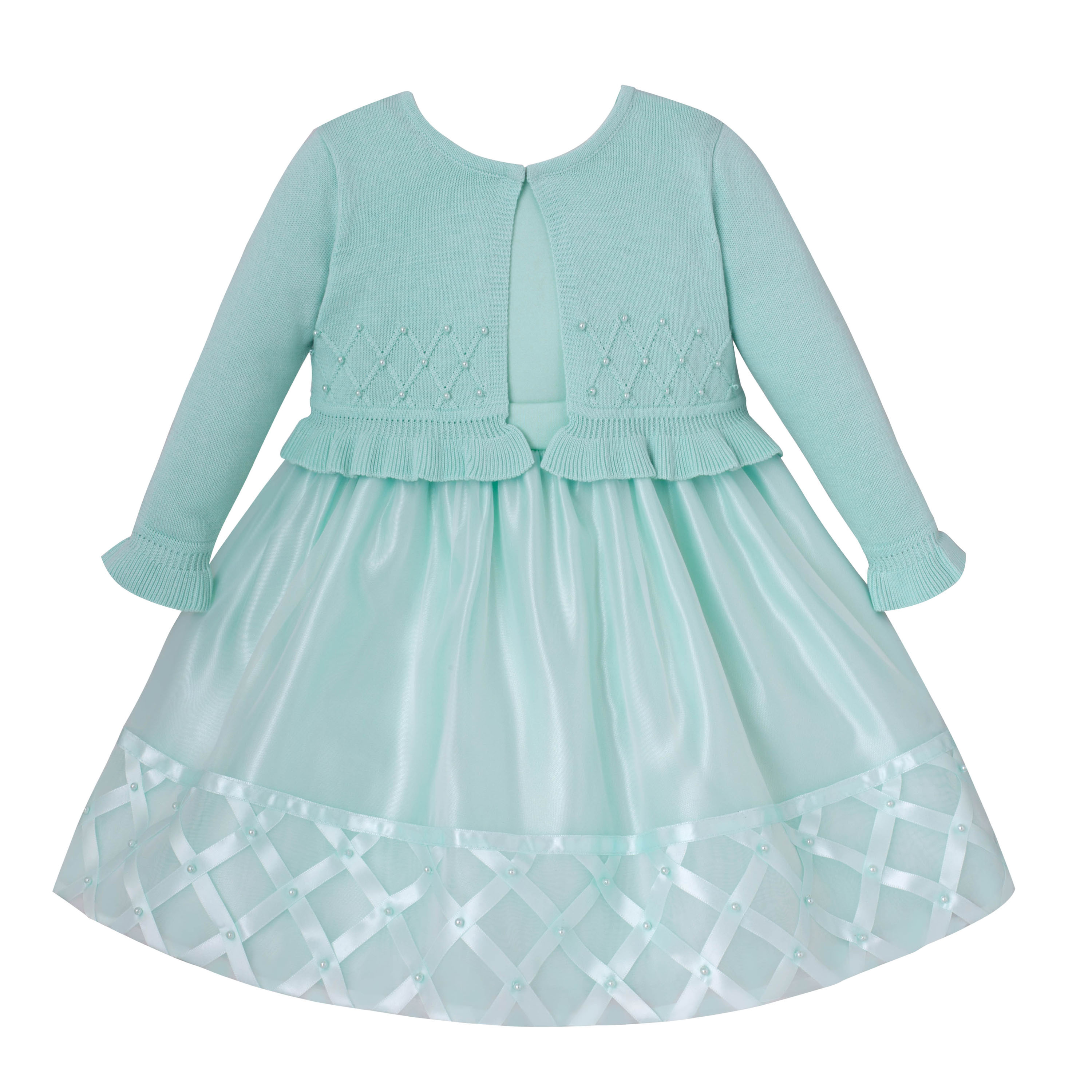 American Princess Infant & Toddler Girls' Sleeveless Occasion Dress & Cardigan - Basket Weave