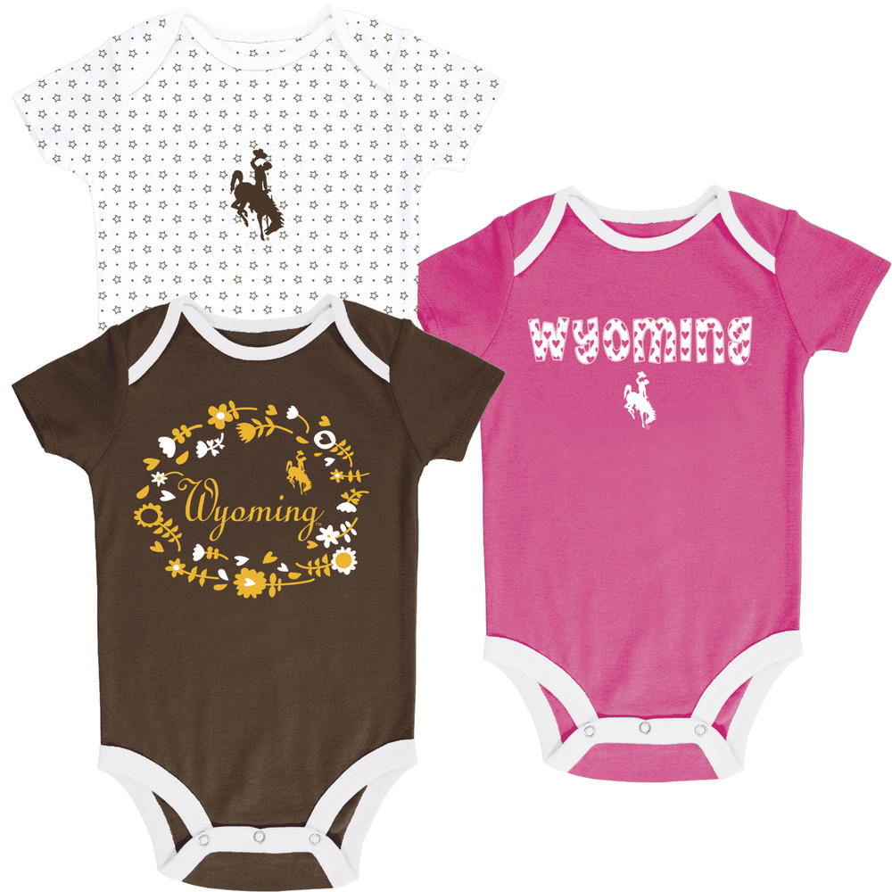 NCAA Newborn & Infant Girls' 3-Pack Bodysuits - Wyoming Cowboys