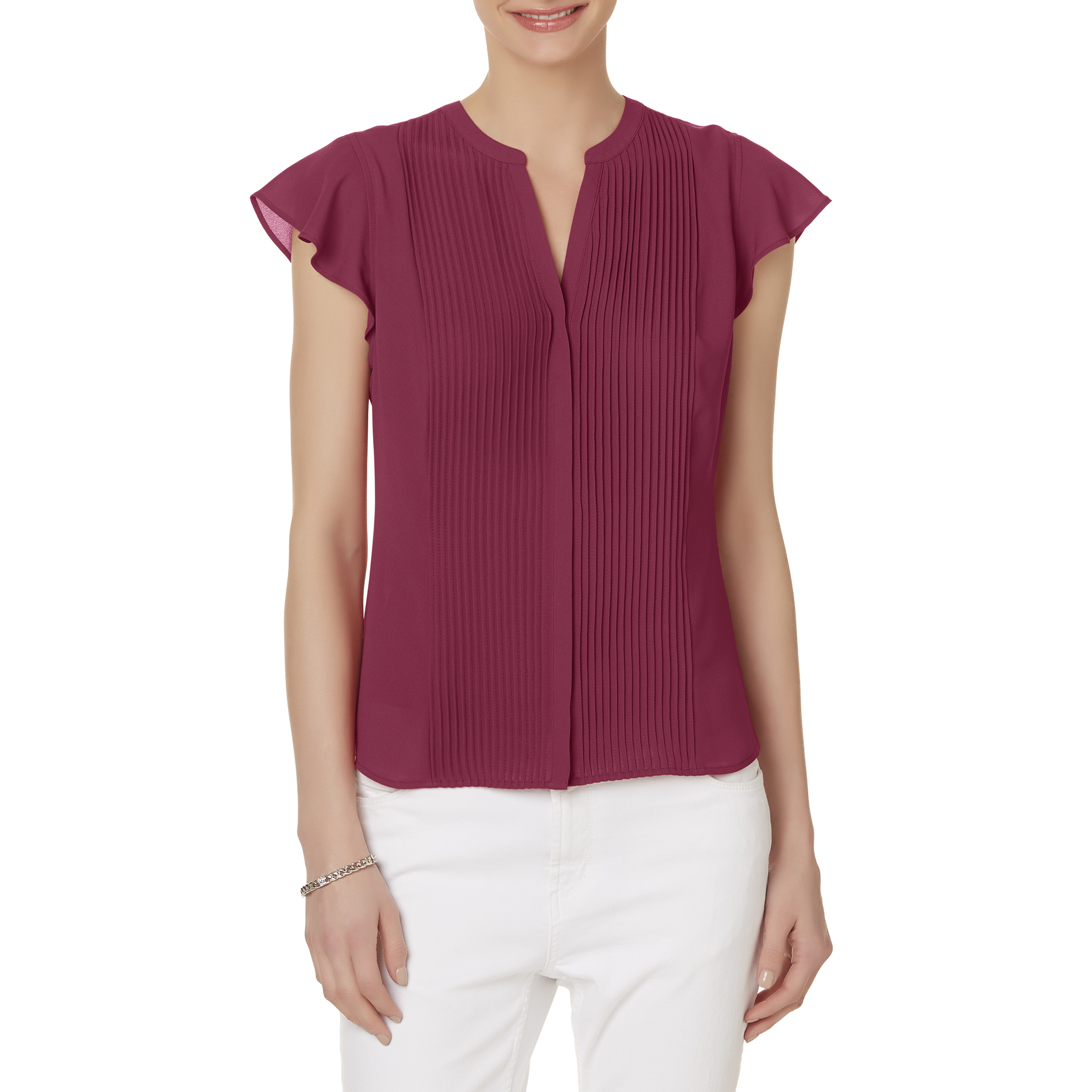 Simply Styled Petites' Pleated Button-Front Blouse