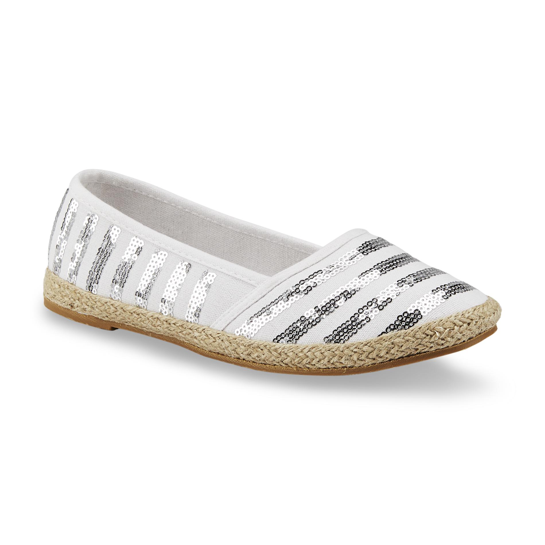 Twisted Women's Daly White/Silver Espadrille Flat
