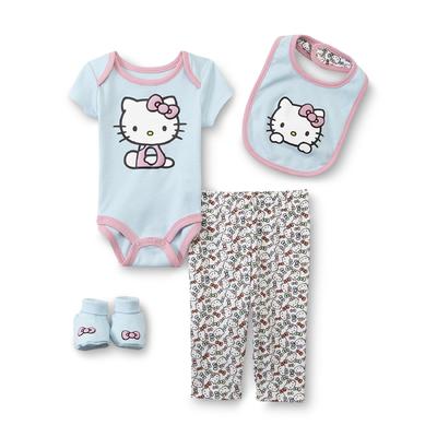 Hello Kitty Newborn & Infant Girl's Bodysuit  Pants  Bib & Booties