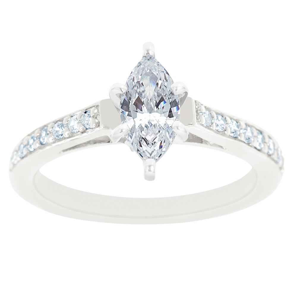 New York City Diamond District 14K White Gold Cathedral Marquise Certified Diamond Engagement Ring