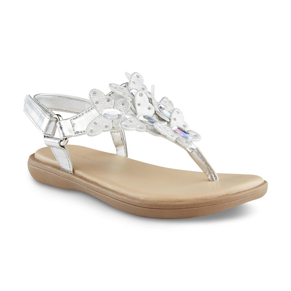 WonderKids Toddler Girl's Sooty Silver Butterfly Thong Sandal