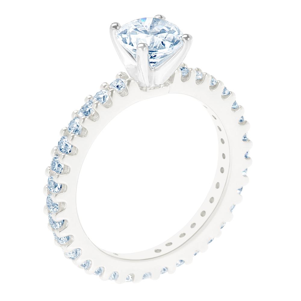 New York City Diamond District 14K White Gold Eternity Style Round Certified Diamond Engagement Ring