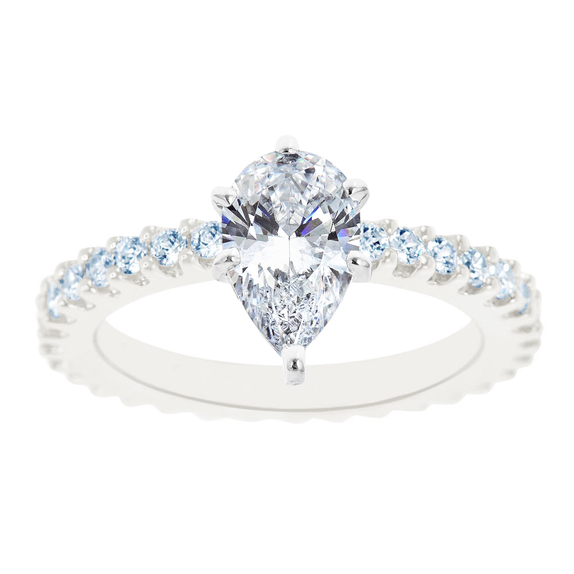 New York City Diamond District 14K White Gold Eternity Style Pear Shaped Certified Diamond Engagement Ring, Size: 7, Clear New York City Diamond District 14K White Gold Eternity Style Pear Shaped Certified Diamond Engagement Ring, Size: 7, Clear