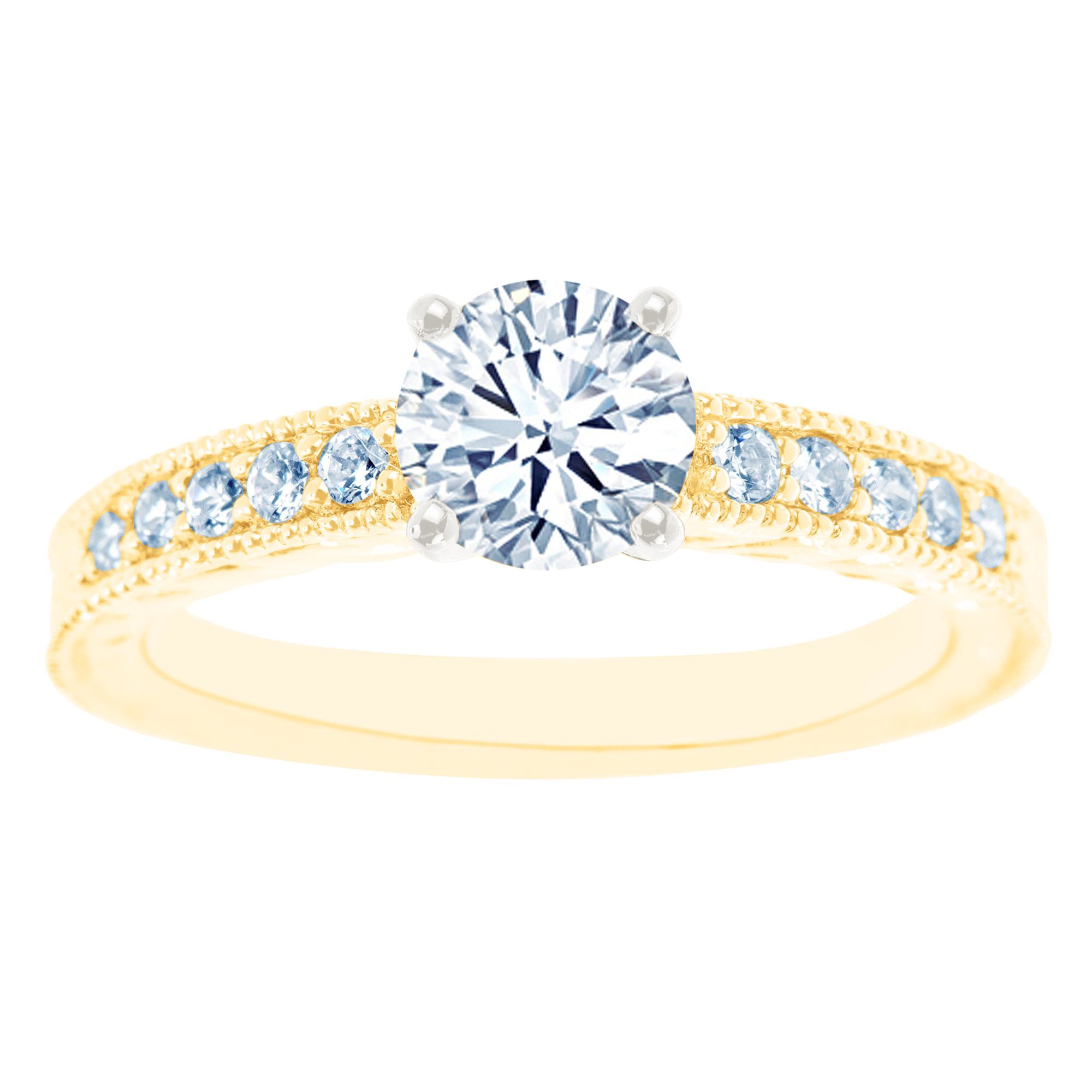 New York City Diamond District 14K Two Tone Antique Pave Round Certified Diamond Engagement Ring, Size: 7, Clear New York City Diamond District 14K Two Tone Antique Pave Round Certified Diamond Engagement Ring, Size: 7, Clear