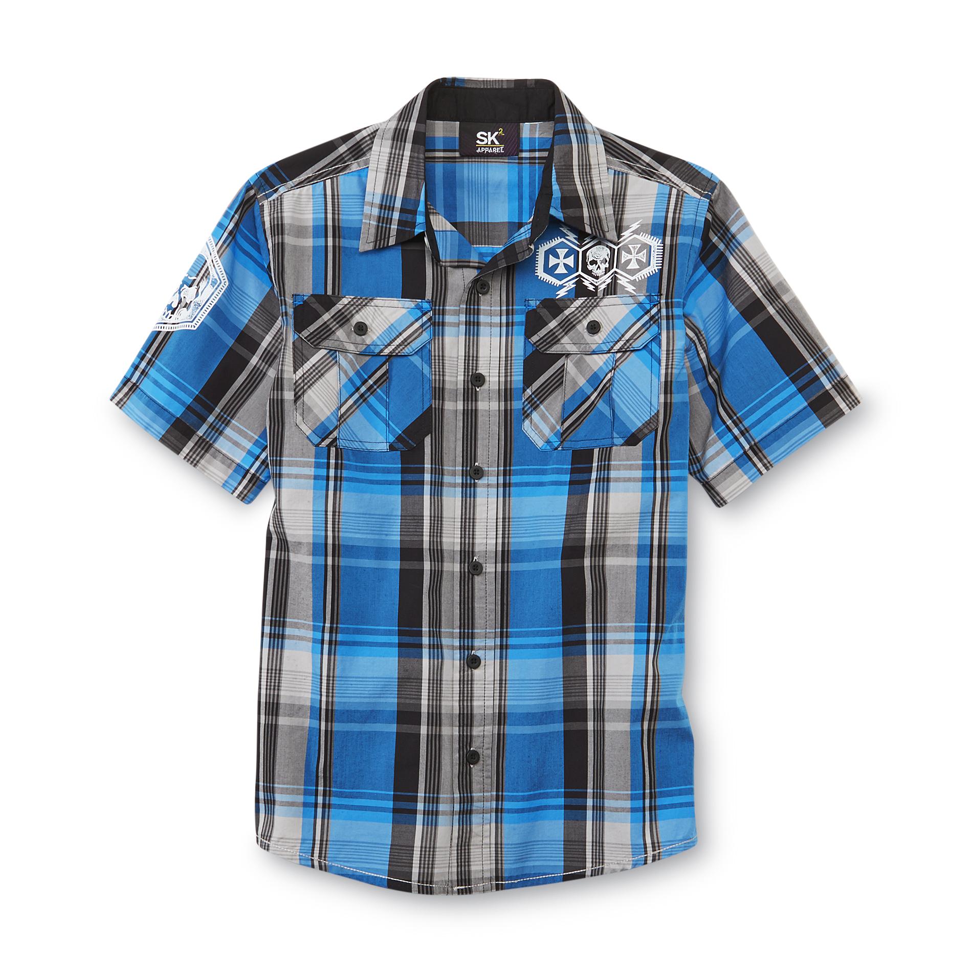 SK2 Boy's Short-Sleeve Poplin Shirt - Plaid