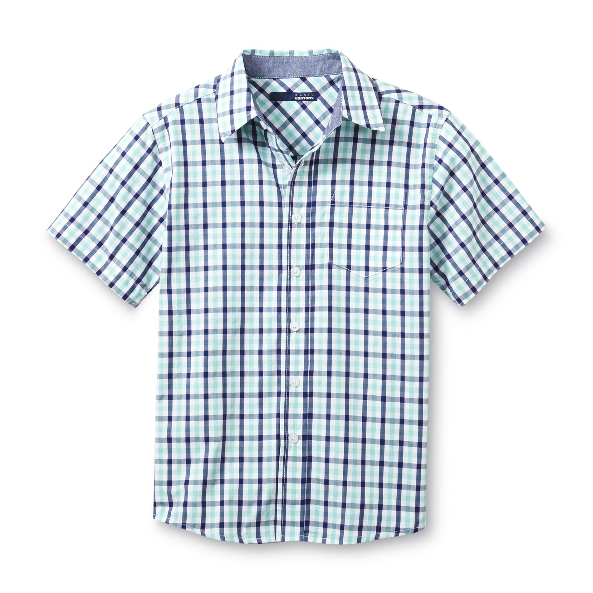 Basic Editions Boy's Button-Front Shirt - Plaid