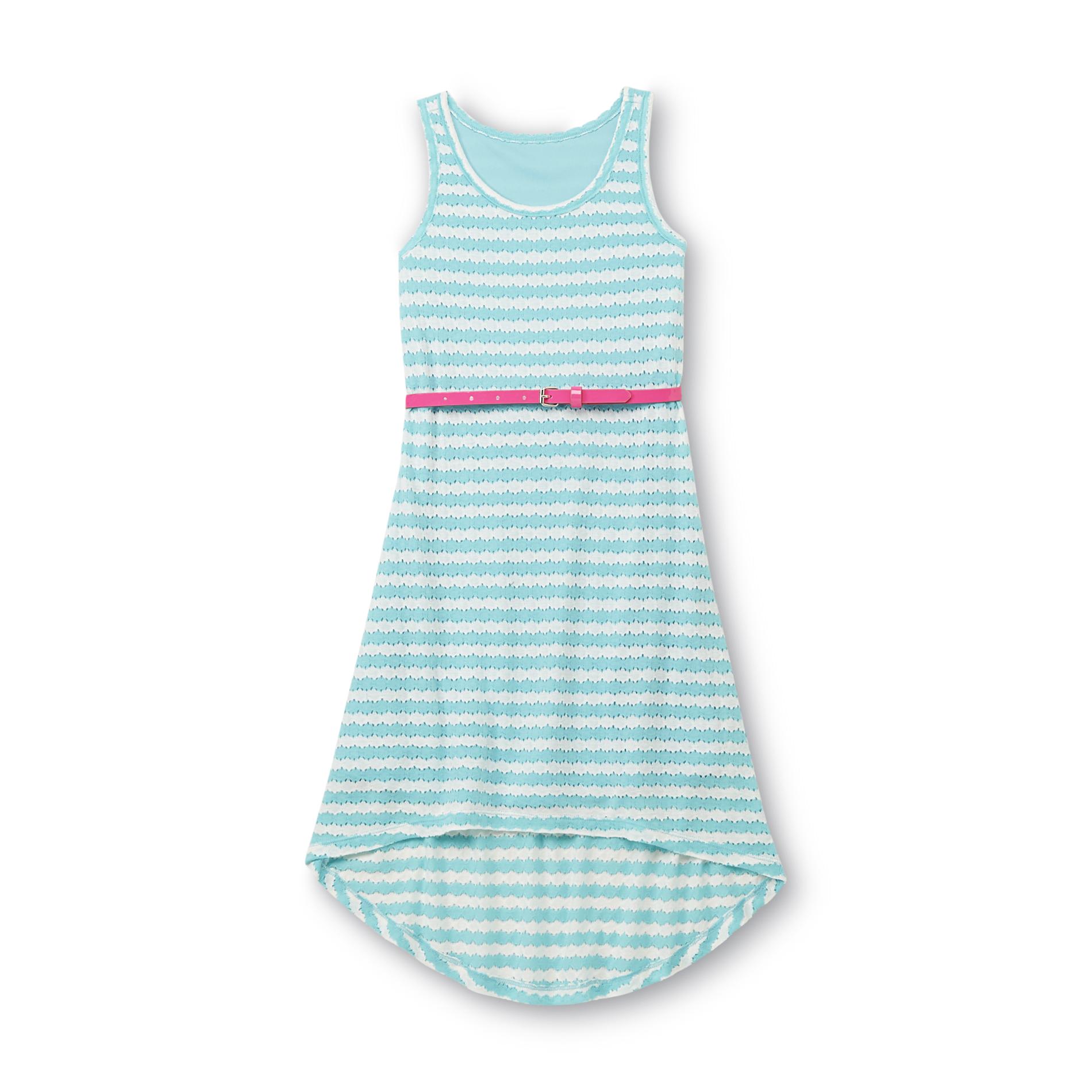 Piper Girl's Belted High-Low Sundress - Striped