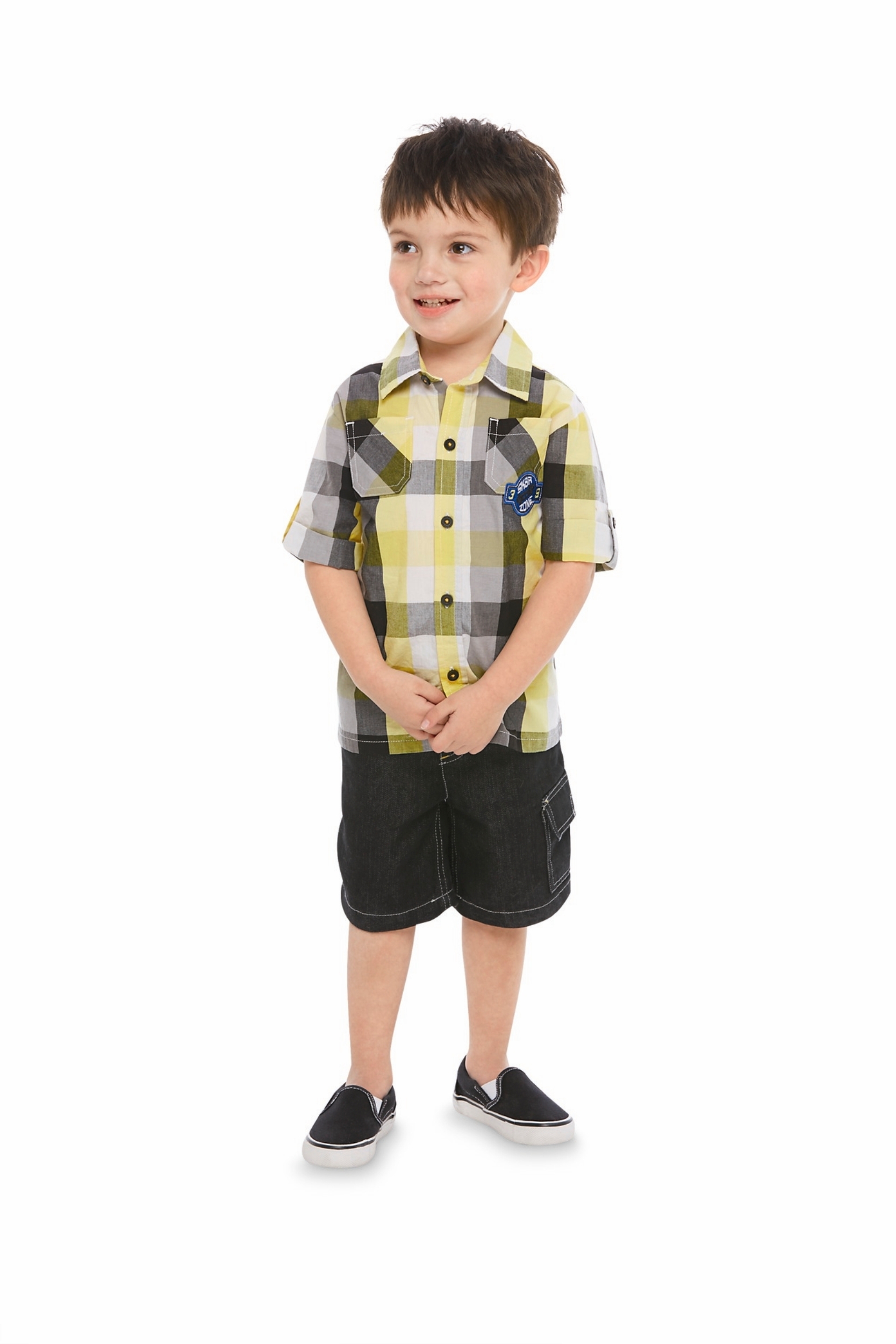 WonderKids Toddler Boy's Shirt & Denim Shorts - Plaid
