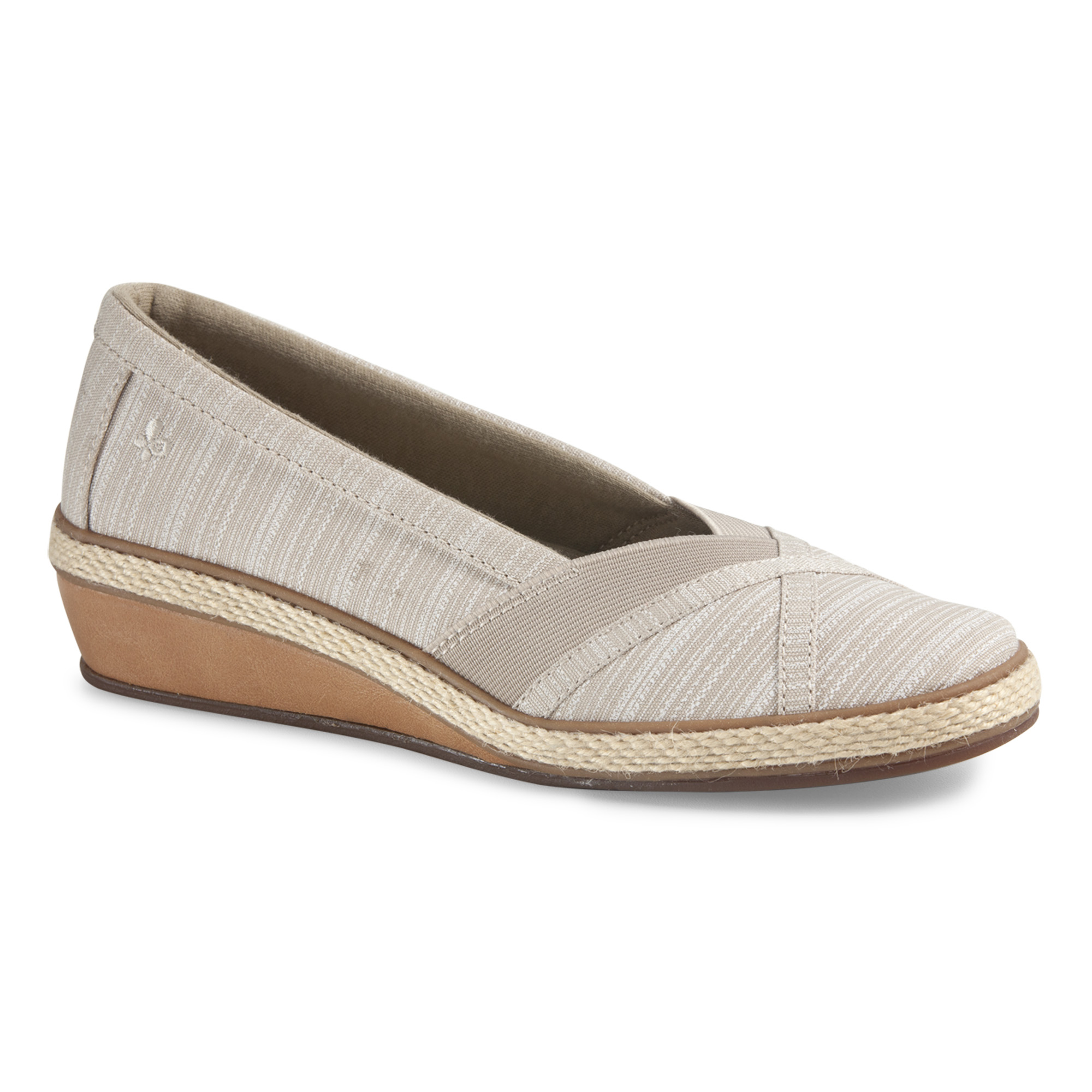 Women's Misty Natural/Striped Espadrille Wedge Wide