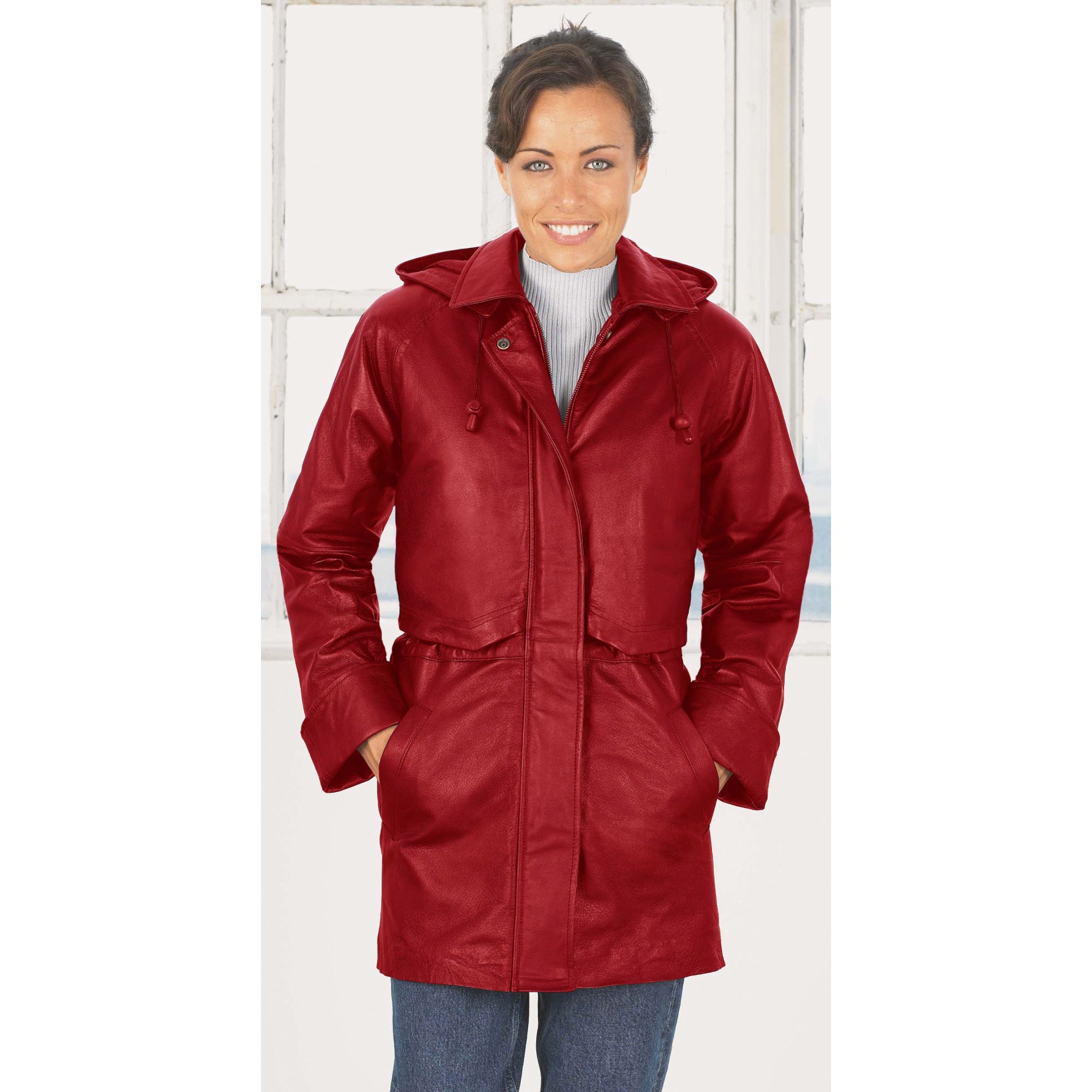 Excelled Women's Leather Anorak Jacket - Petite