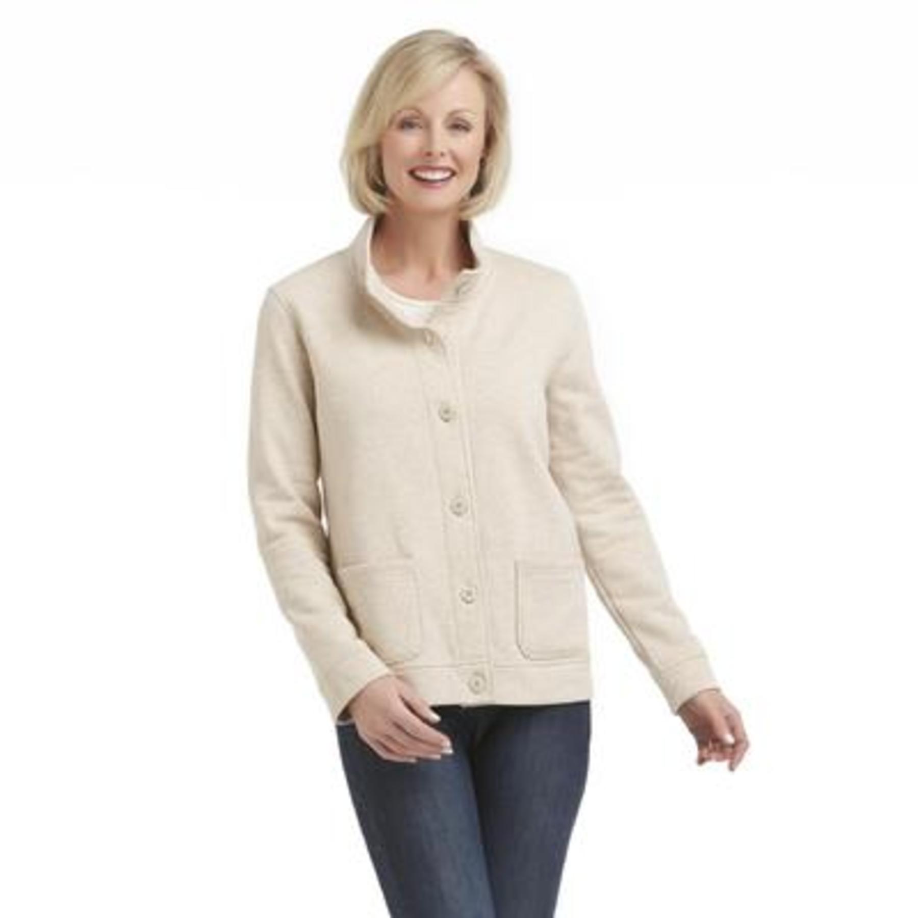 Laura Scott Petite's Fleece Button-Front Sweatshirt Jacket