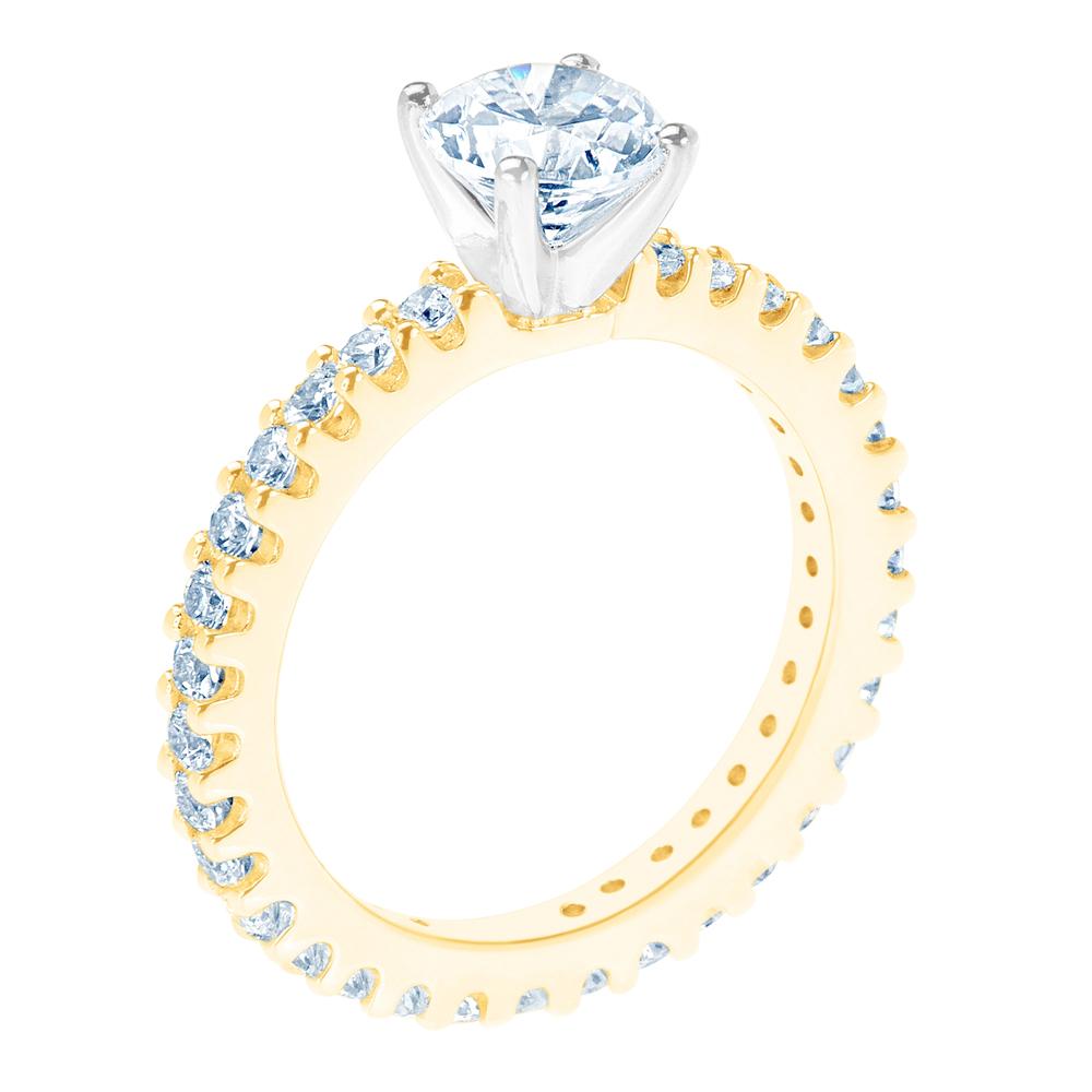 New York City Diamond District 14K Two Tone Eternity Style Round Certified Diamond Engagement Ring