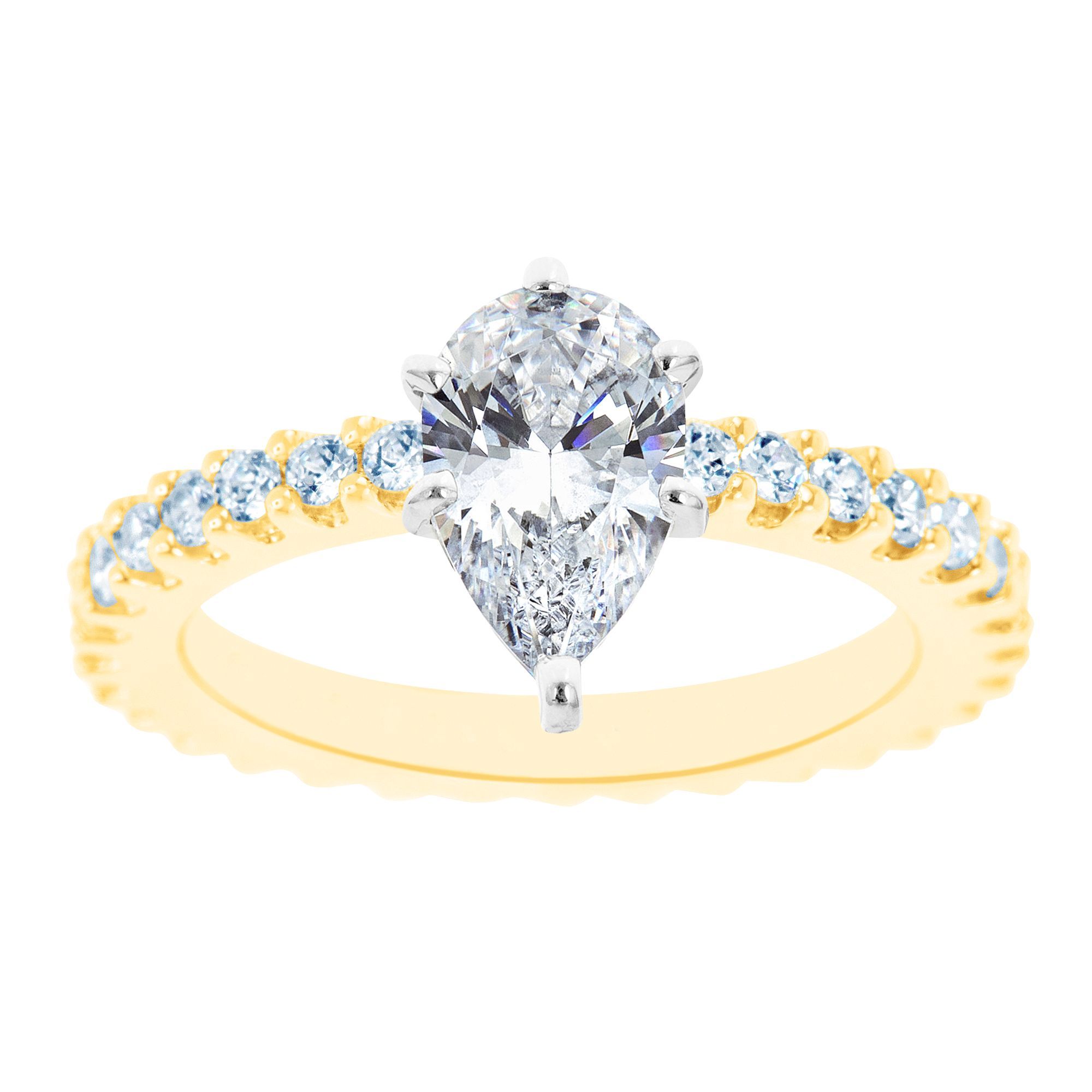 New York City Diamond District 14K Two Tone Eternity Style Pear Shaped Certified Diamond Engagement Ring, Size: 7, Clear New York City Diamond District 14K Two Tone Eternity Style Pear Shaped Certified Diamond Engagement Ring, Size: 7, Clear