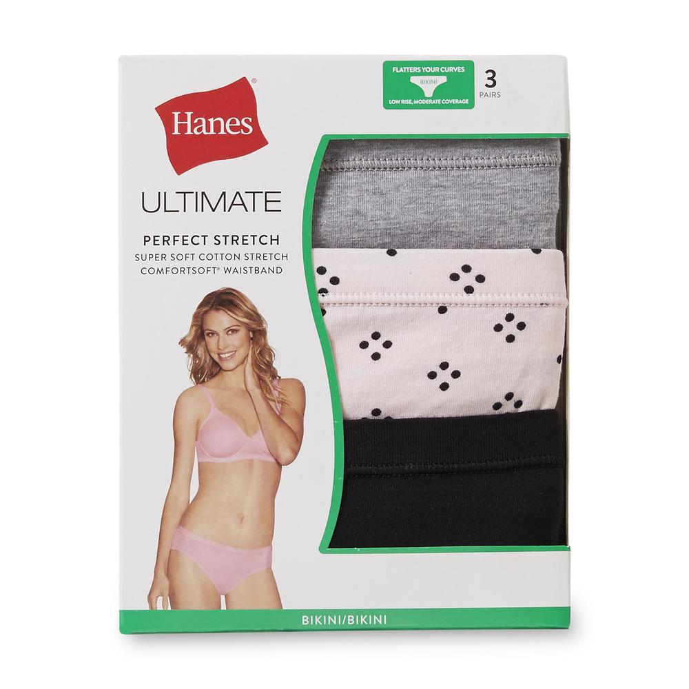 Hanes Women's 3-Pairs Ultimate Bikini Panties - Solids & Print