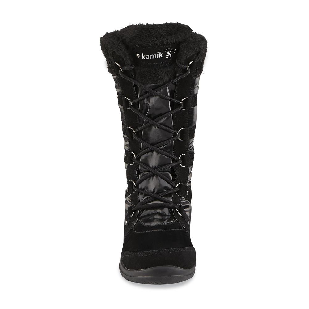 Kamik Women's Valetta Black Faux Fur Waterproof Cold Weather Snow Boot