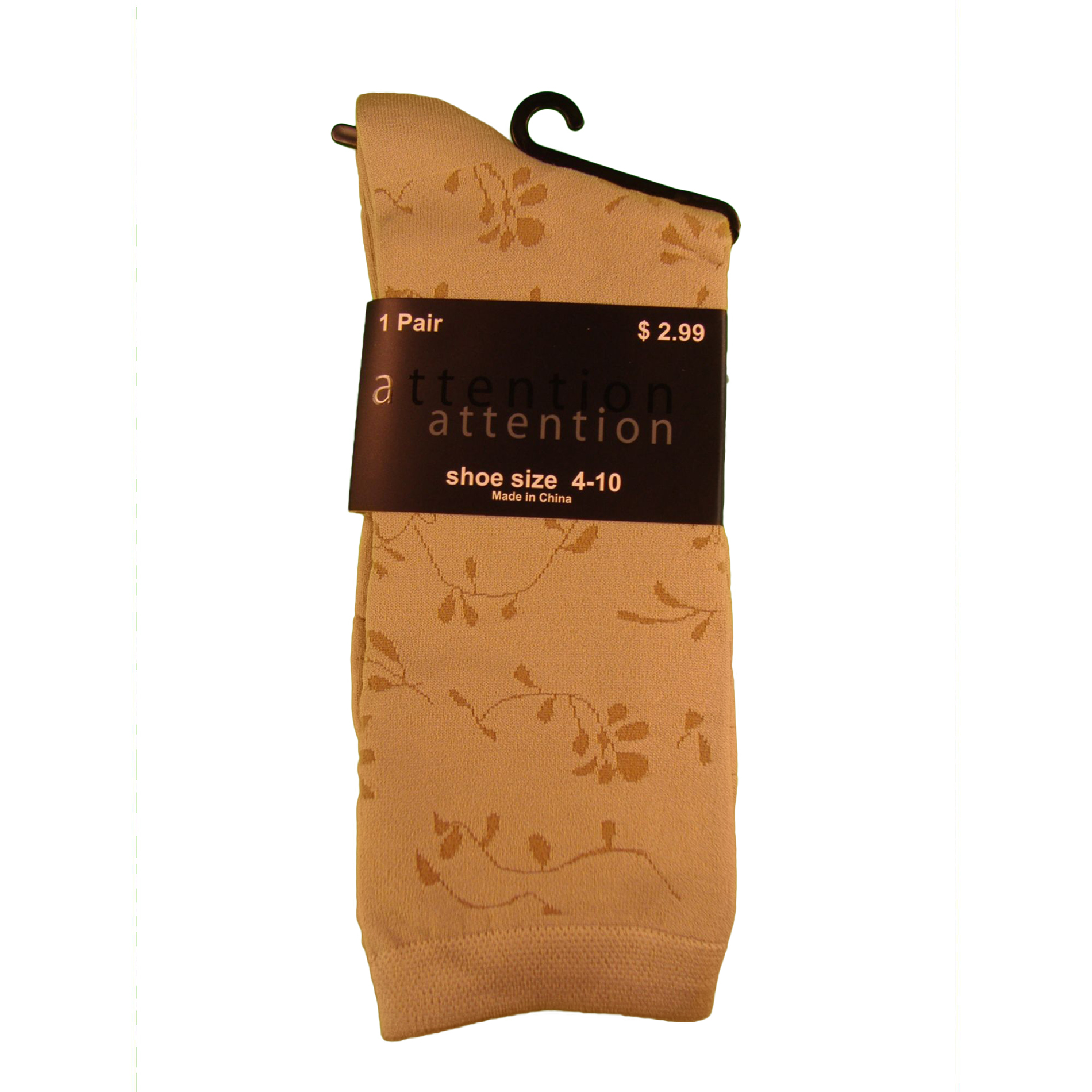Attention Women's One Pair Floral Tone Pattern Dress Crew Socks