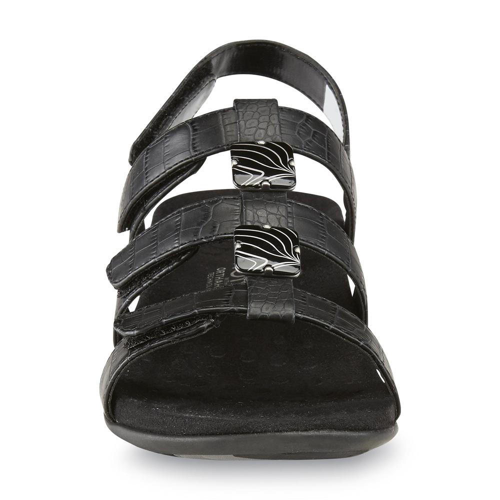 Vionic Women's Amber Black Ankle Strap Comfort Sandal - Wide Width Available